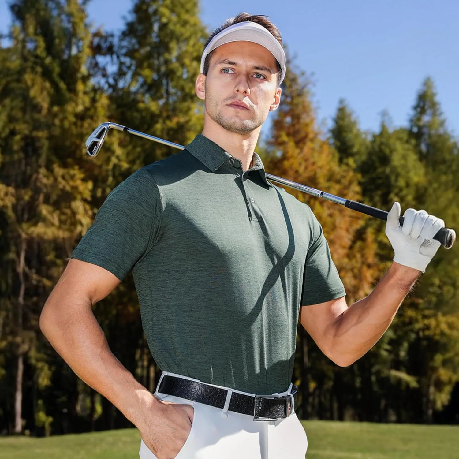 3 Pack Polo Shirts for Men - Dry Fit Moisture Wicking Performance Golf Shirts Black Short Sleeve for Work Casual Athletic