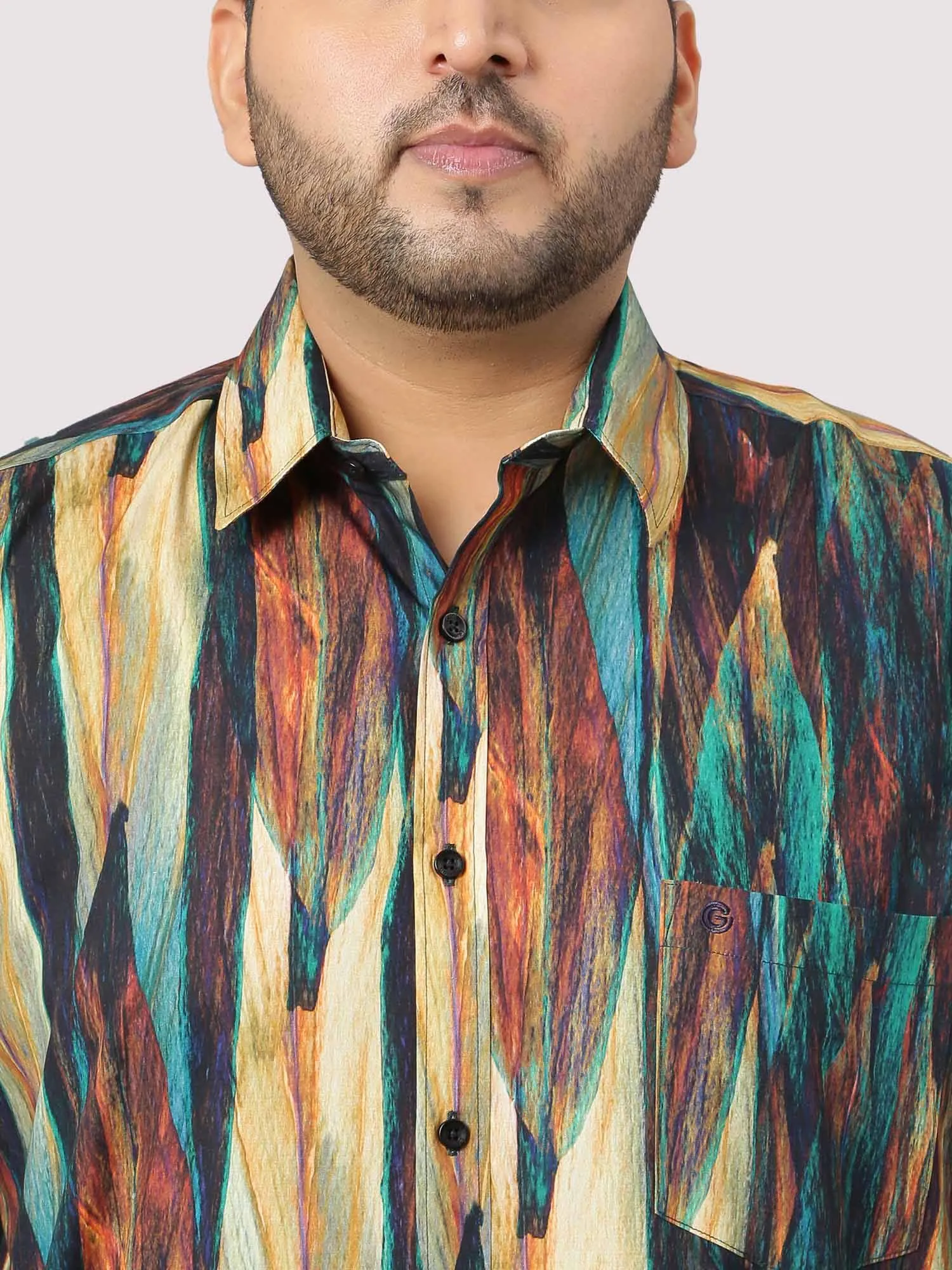 Abstract Print Designer Shirt Men's Plus Size