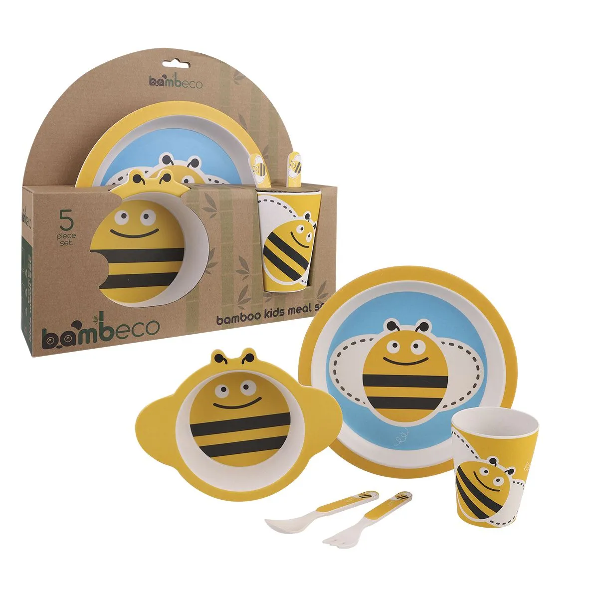 Bamboo 5pc Dinner Set - Bee