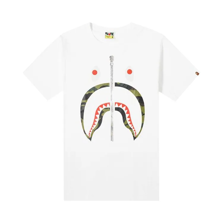 BAPE ABC Camo Shark Tee 'White/Green', white
