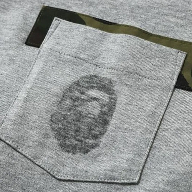 BAPE Reverse Ape Head Pocket Tee 'Grey', Gray