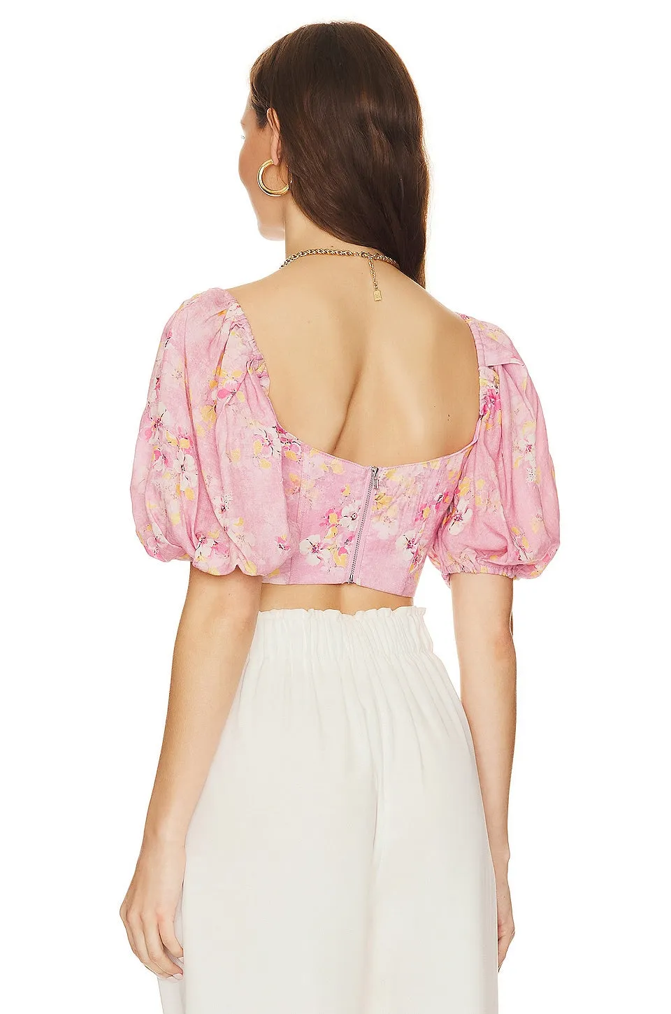 Bardot Kiah Corset Top, Pink Garden