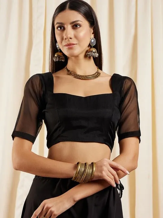 Black Gotta Patti Organza Saree