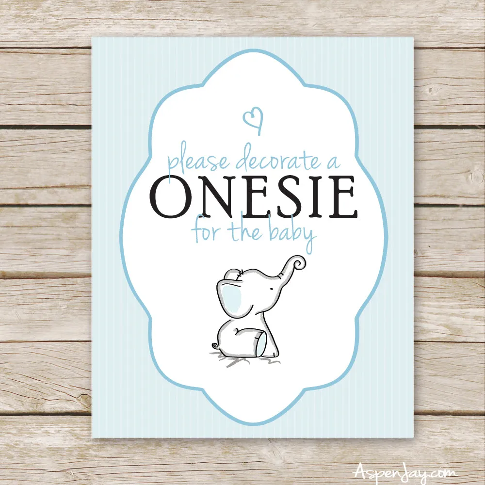 Blue Elephant Sign the Onesie Sign