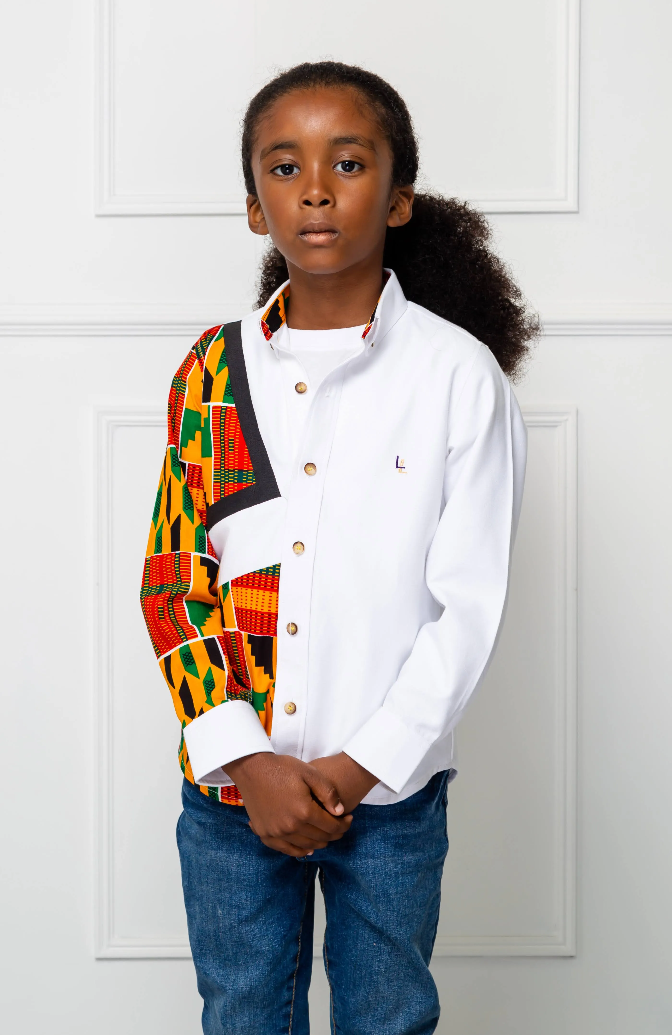 Boys Tailored-Fit African Print Shirt | Asymmetric Ankara Shirt for Boys - KENDRICK