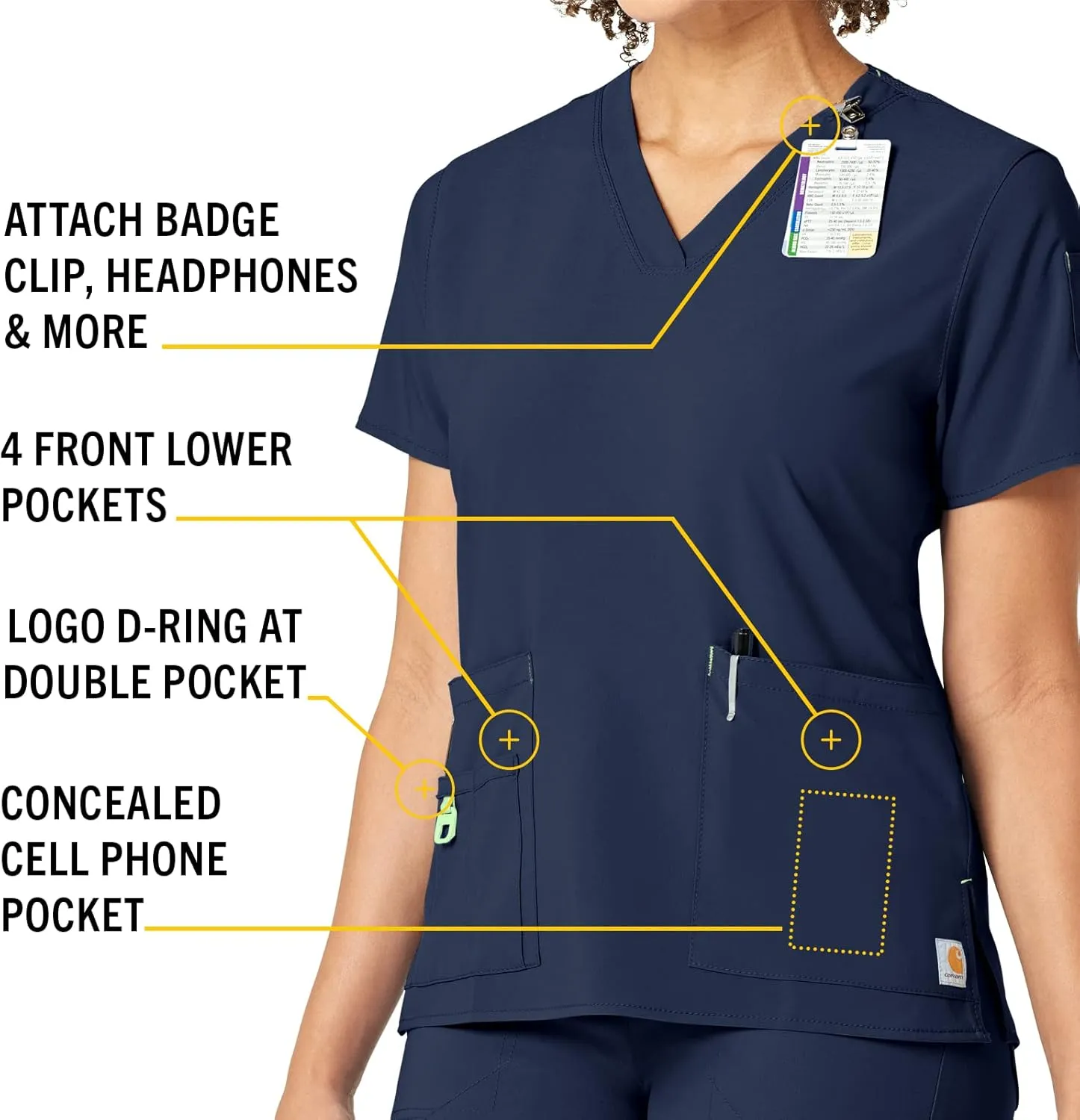 Carhartt Scrubs C12110 Women's Force Cross-Flex Modern Fit V-Neck Top