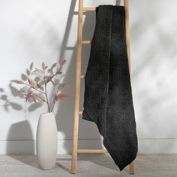 Cotton Throw Blanket | Washed Brick Charcoal