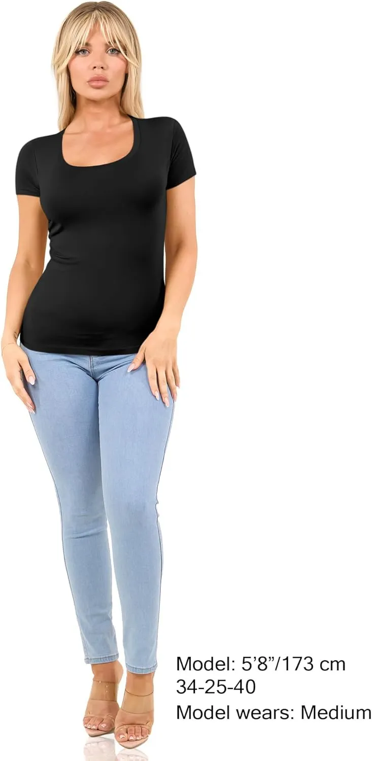Cotton Tshirts for Women Short Sleeve Tshirt Basic Tees Plain T Shirt Womens Casual Tops Tee Undershirt Pack 1-4