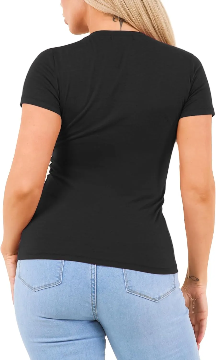 Cotton Tshirts for Women Short Sleeve Tshirt Basic Tees Plain T Shirt Womens Casual Tops Tee Undershirt Pack 1-4