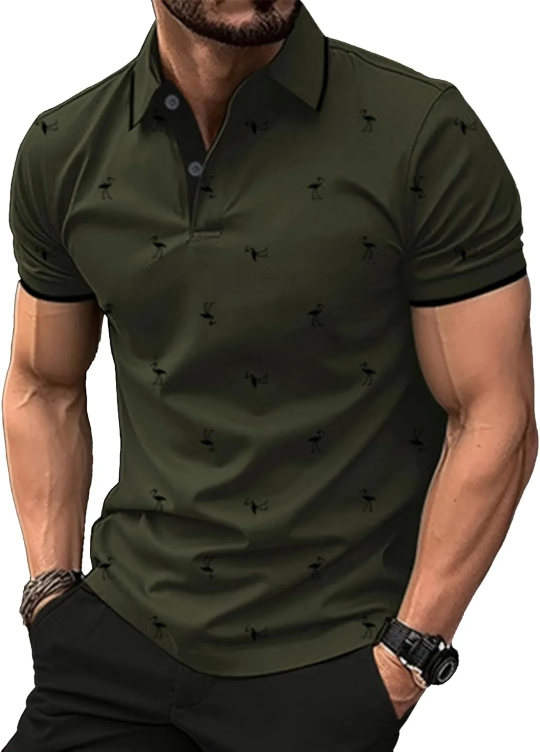 DEEX Men's Polo Shirts Short Sleeve 2025 Casual Polo T Shirt Color Block Slim Fit Summer Collared Golf Shirts