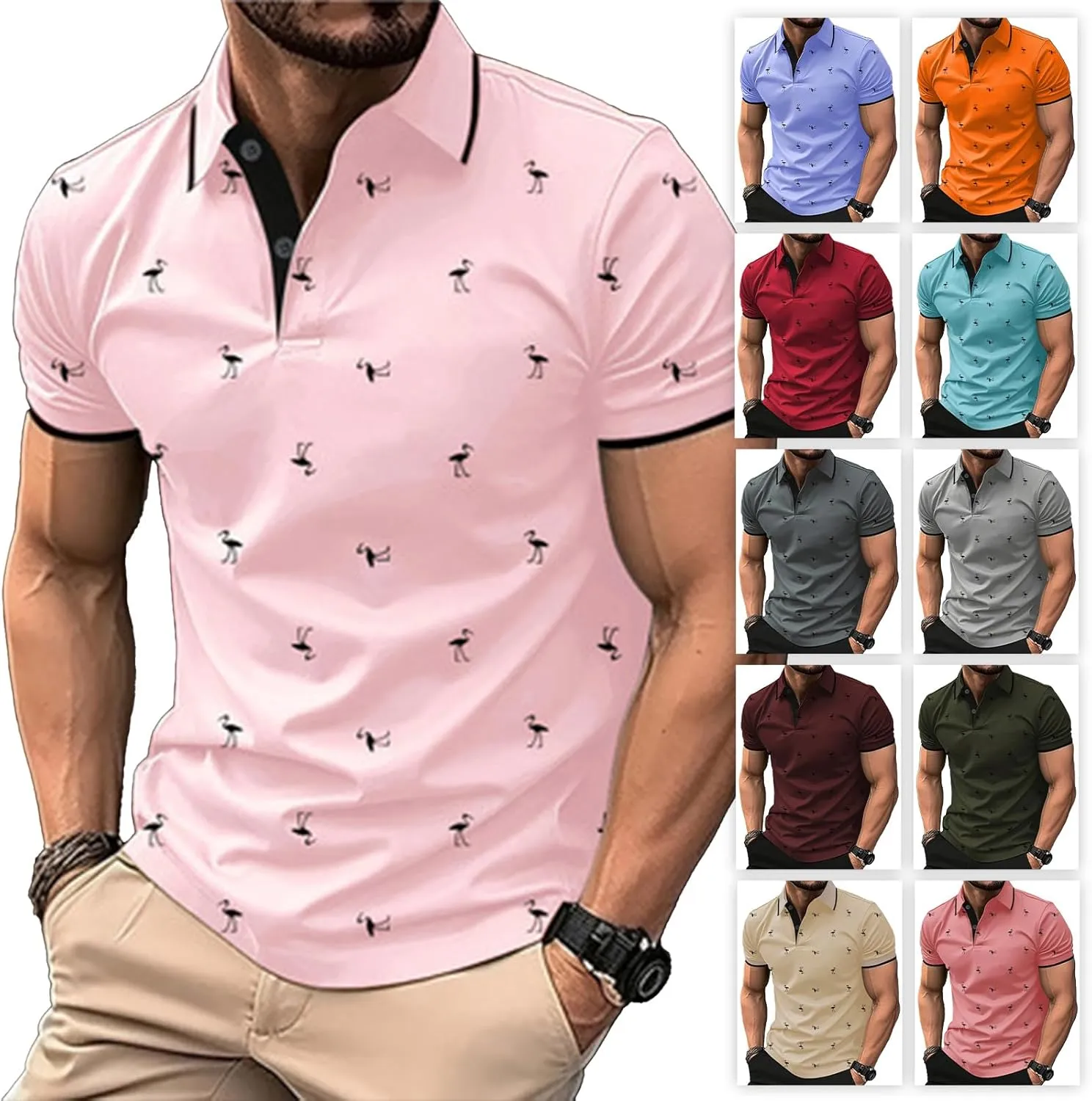 DEEX Men's Polo Shirts Short Sleeve 2025 Casual Polo T Shirt Color Block Slim Fit Summer Collared Golf Shirts