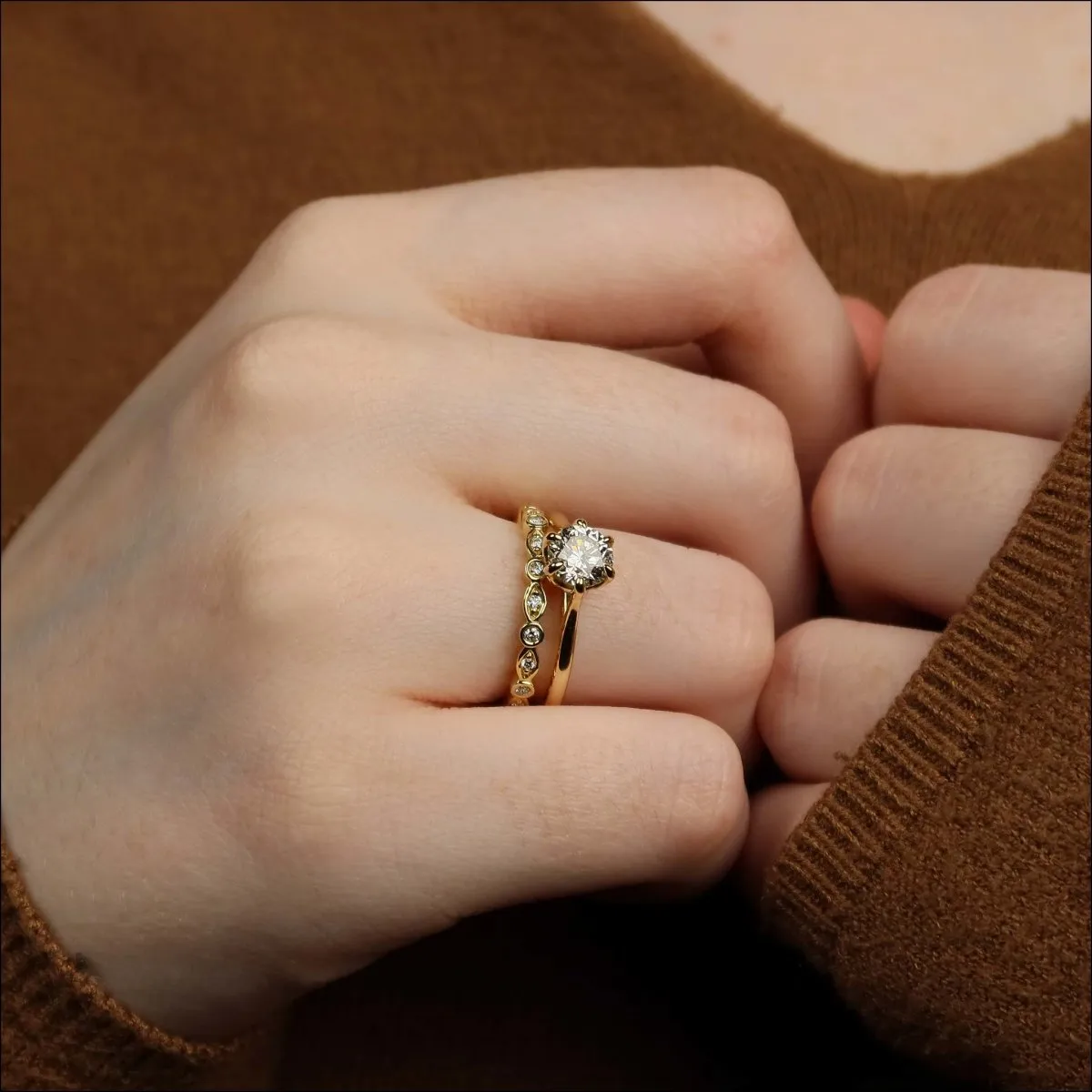 Diamond Floral Engagement Ring 14KY