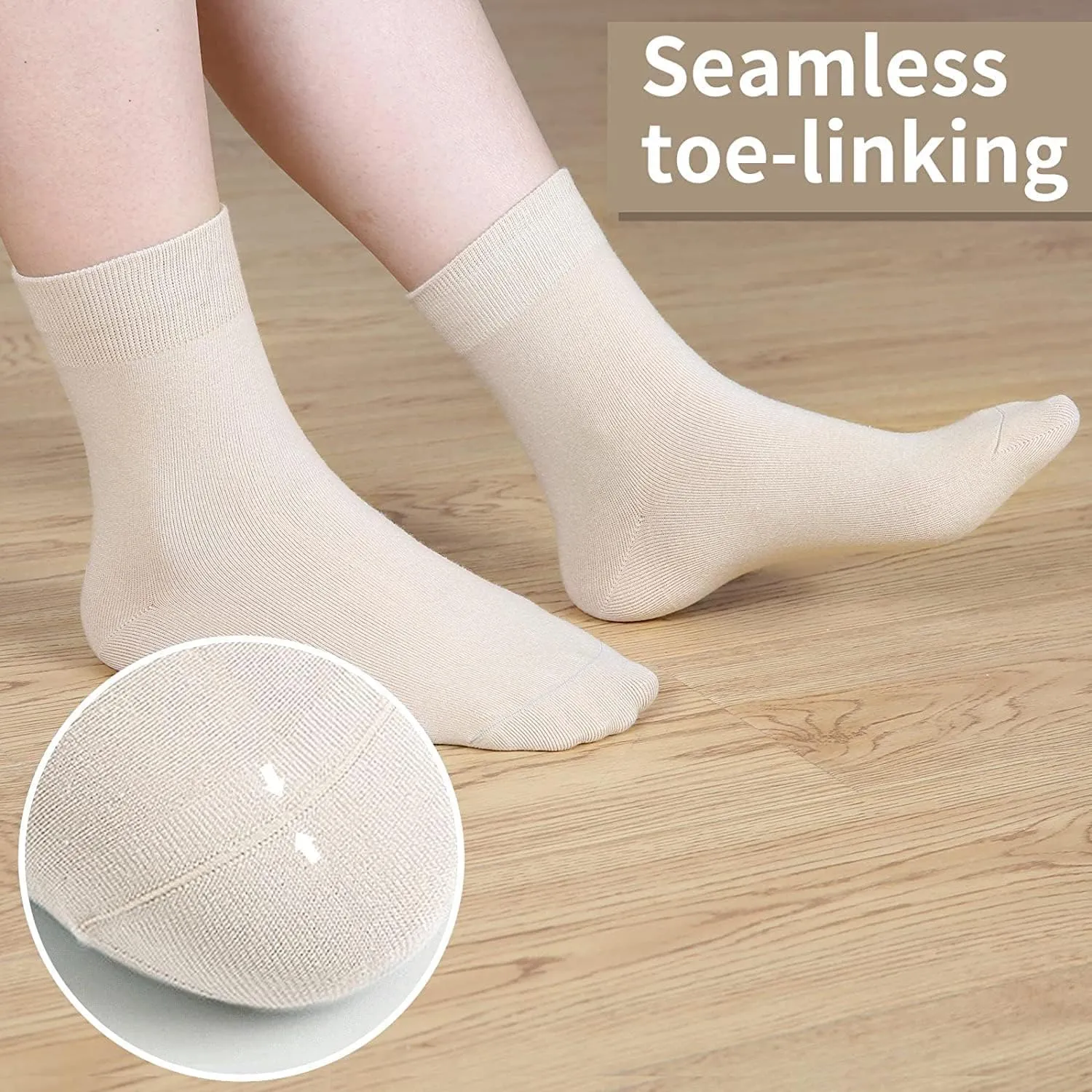 FGZ Women Thin Cotton Socks, Soft Cotton Bootie Socks Women Above Ankle Crew Socks 5-10 Pairs