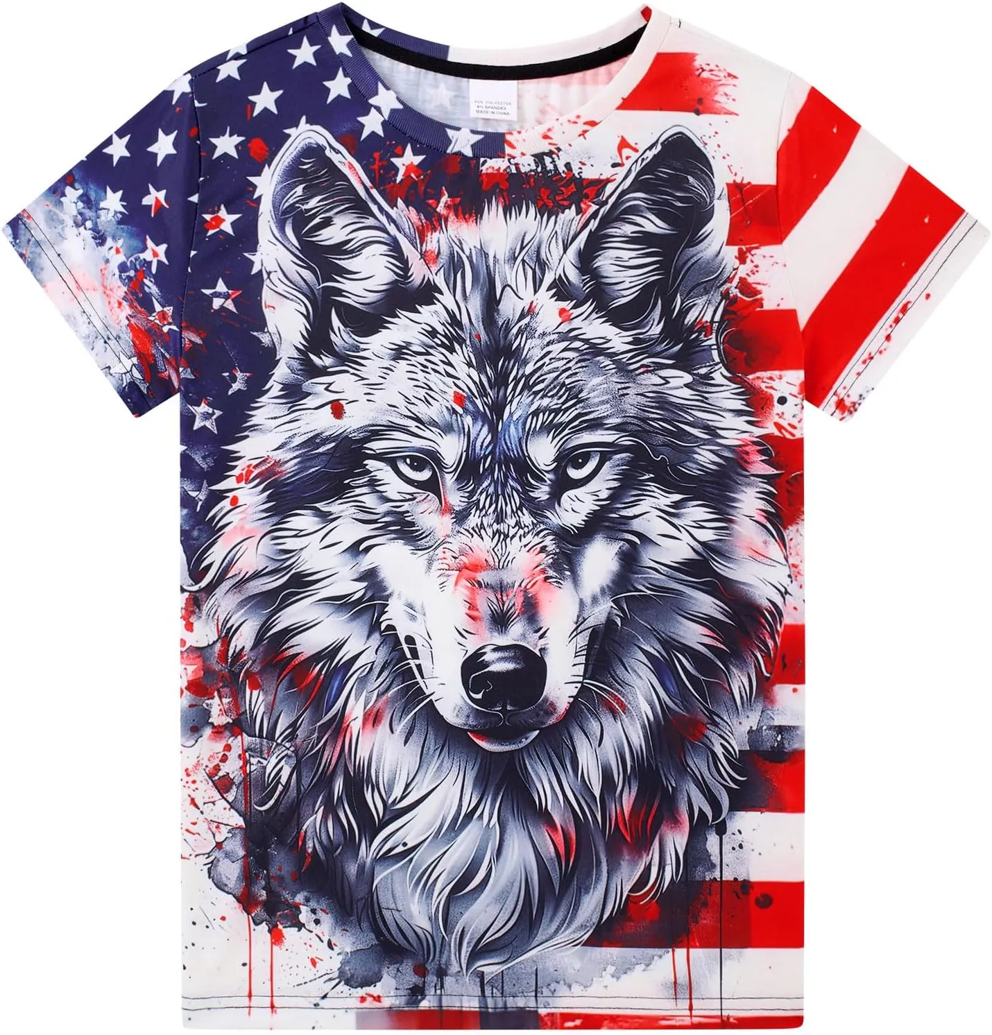 Funnycokid Boys Girls Shirts Graphic T-Shirt Neon Clothes Kids Novelty Youth Short Sleeve Animal Print Tees 4-16 Years