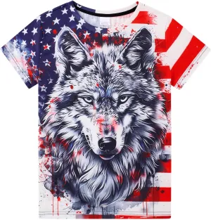 Funnycokid Boys Girls Shirts Graphic T-Shirt Neon Clothes Kids Novelty Youth Short Sleeve Animal Print Tees 4-16 Years