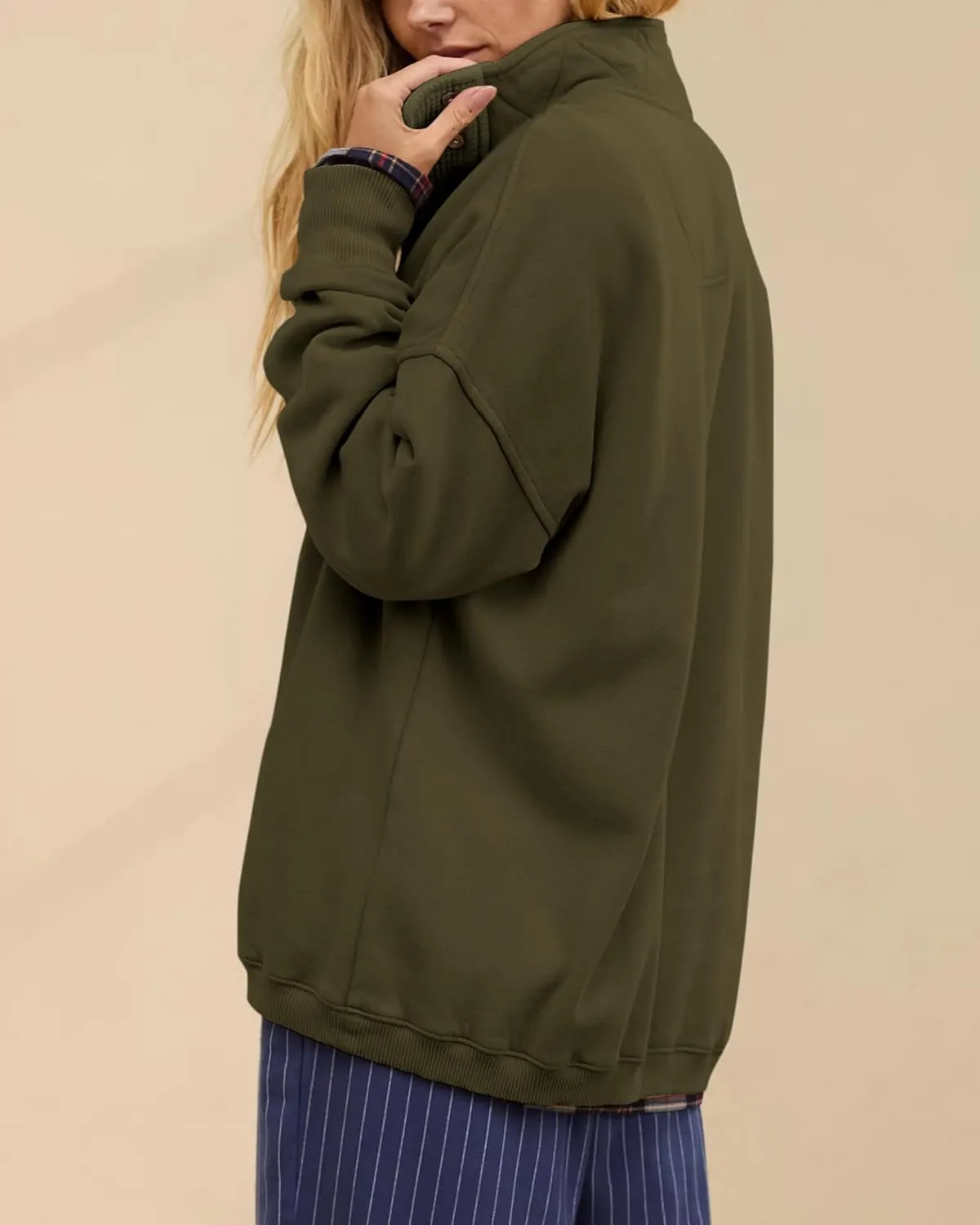 Gacaky Sweatshirt for Women Oversized Casual Long Sleeve Button Henley Neck Pullover Tops Fashion Outfits Clothes