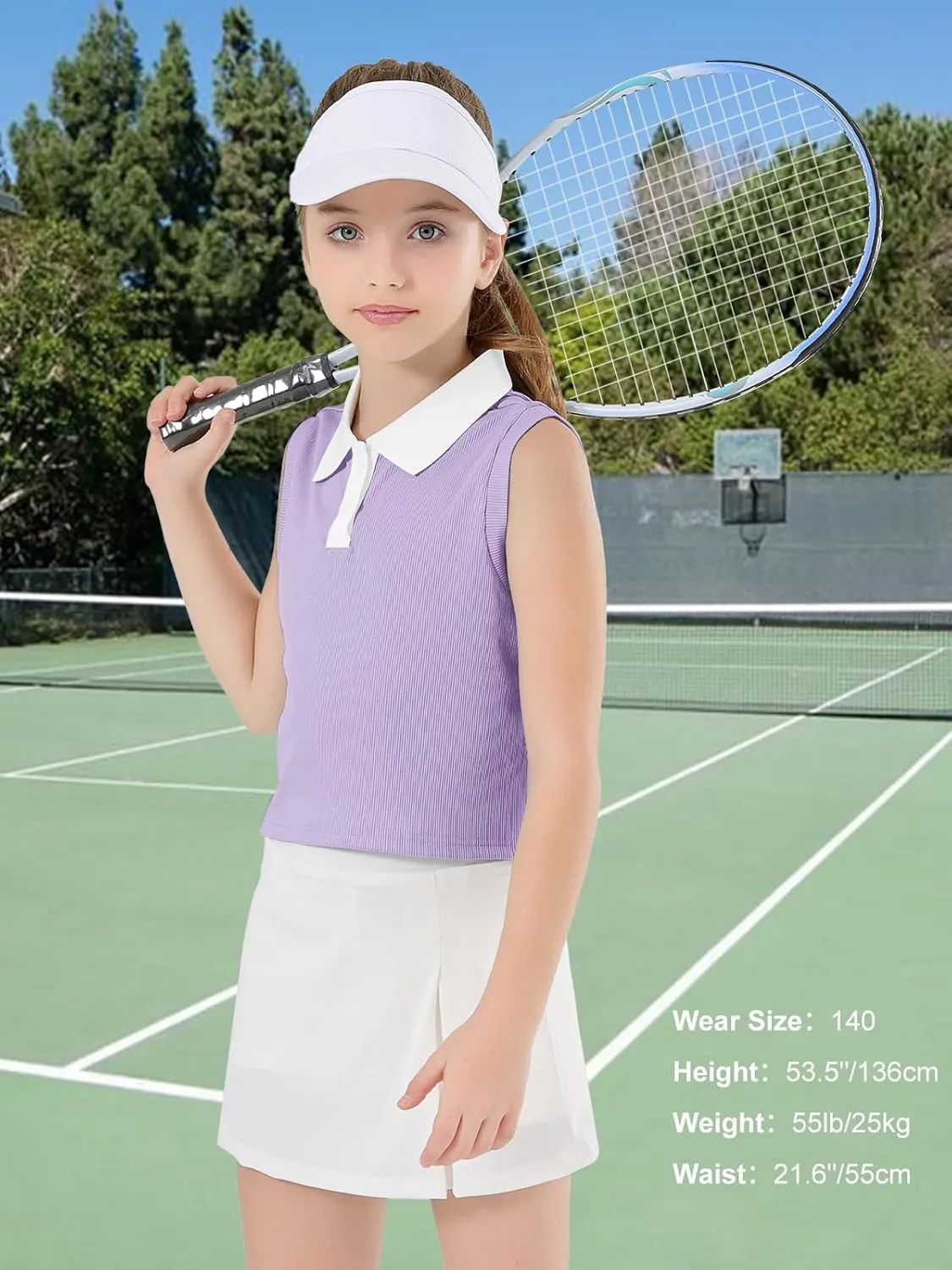 Girls Crop Tops Sleeveless Polo Shirts Athletic Tank Tops Golf Tennis T-Shirts with Collared Quick Dry Casual