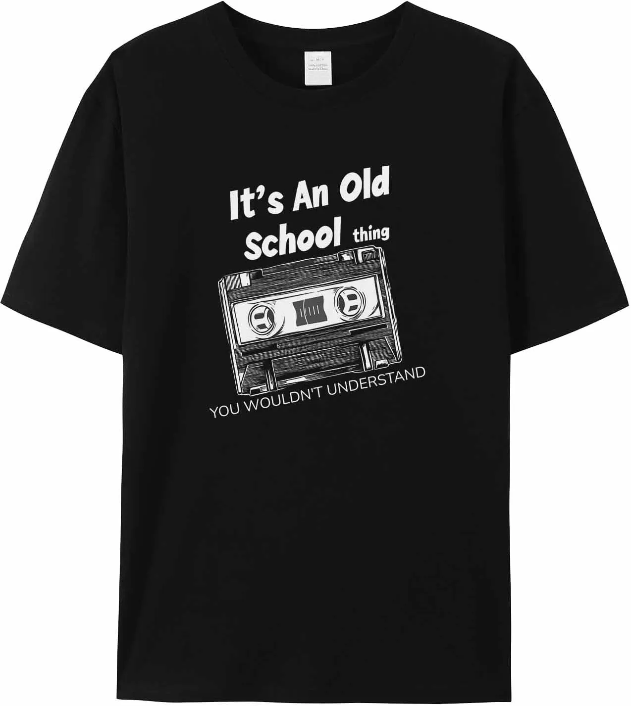 Graphic Men's T-Shirt Vintage Hand-Painted Tape Printed Cotton Top Short Sleeve 5XL Black Basic Casual Tee