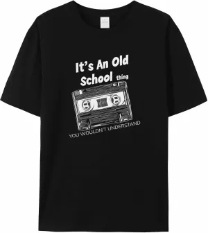 Graphic Men's T-Shirt Vintage Hand-Painted Tape Printed Cotton Top Short Sleeve 5XL Black Basic Casual Tee