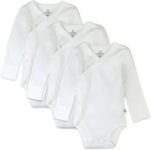 HonestBaby Baby Boys 3-pack Organic Cotton Long Sleeve Side-snap Kimono Bodysuits And Toddler T-Shirt Set, Honestly Pure White, Newborn US