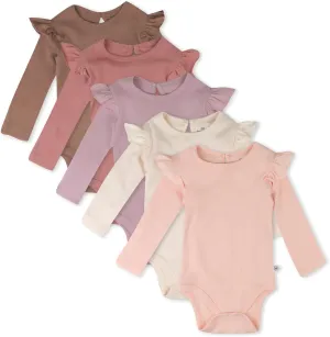 HonestBaby Long Sleeve Bodysuits Multipack Organic Cotton for Infant Baby Girls