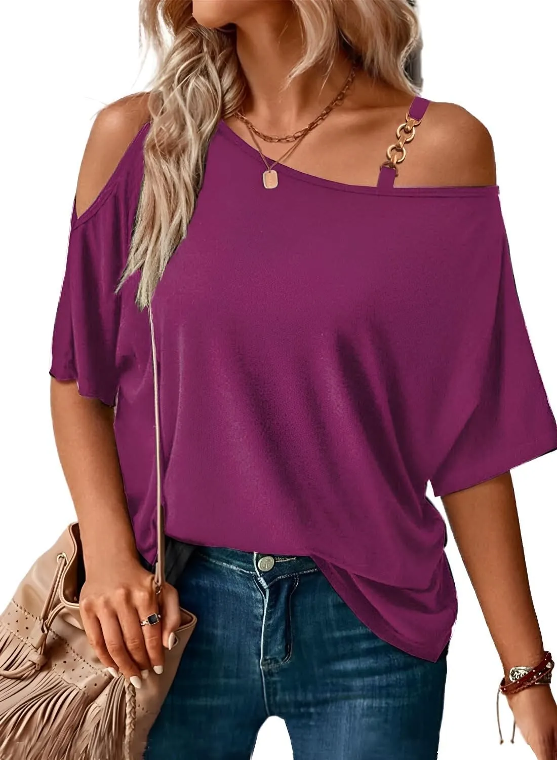 LEIYEE Womens Summer Black Cold Off Shoulder Tops 2025 Sexy Casual Cute Short Sleeve Loose Fit T Shirts Blouse