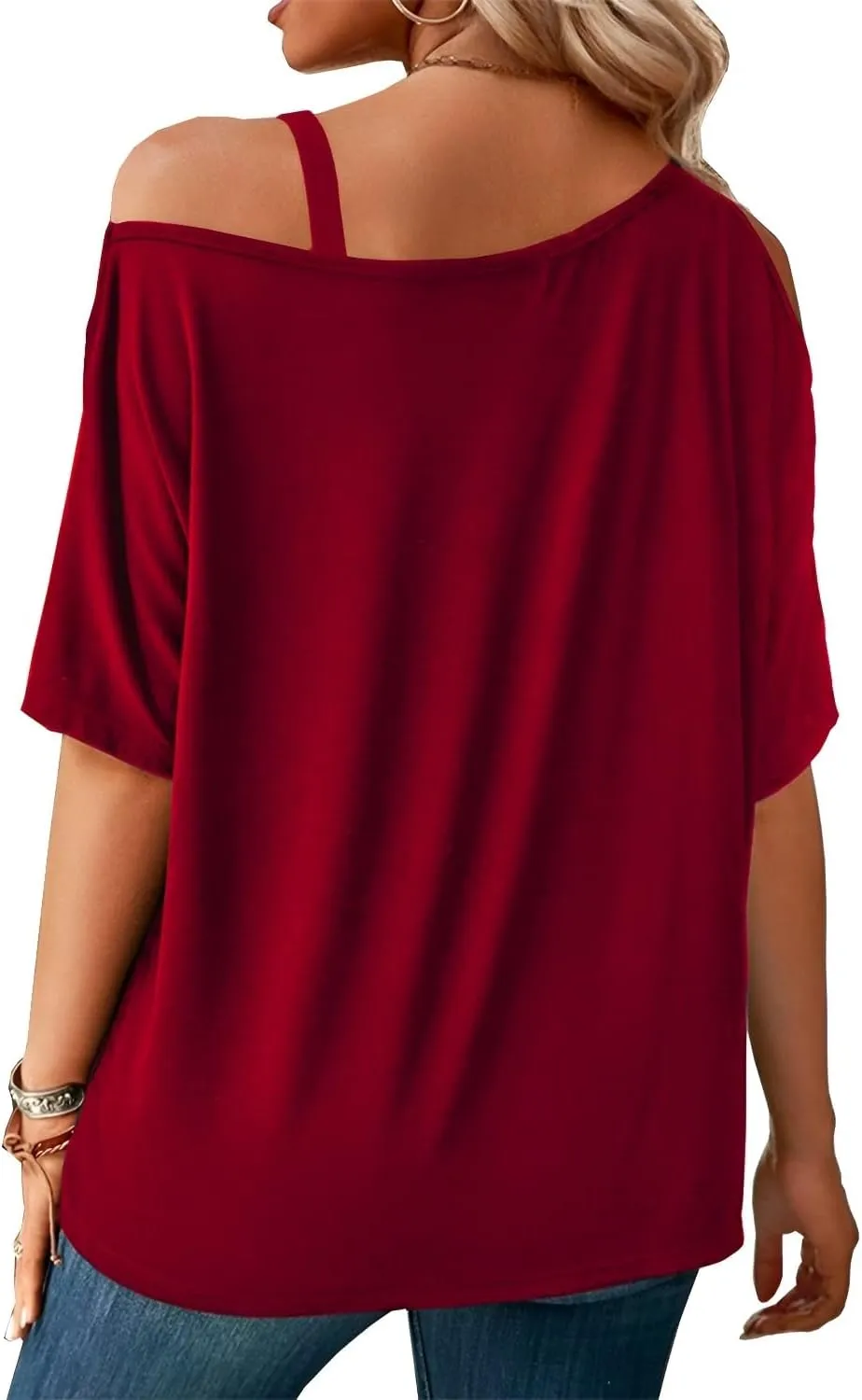 LEIYEE Womens Summer Black Cold Off Shoulder Tops 2025 Sexy Casual Cute Short Sleeve Loose Fit T Shirts Blouse