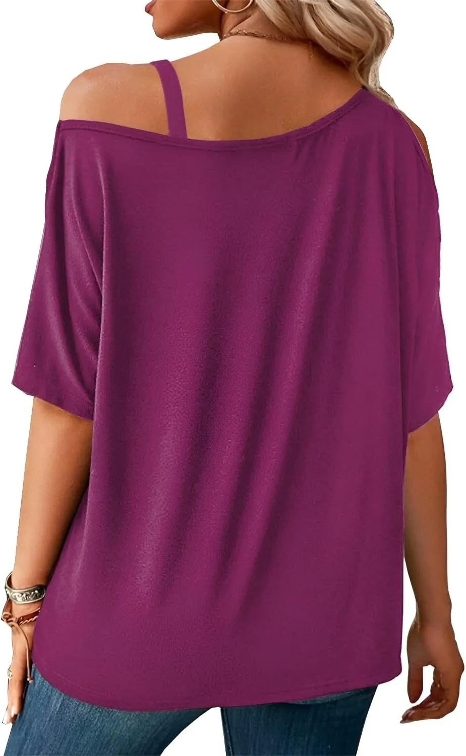 LEIYEE Womens Summer Black Cold Off Shoulder Tops 2025 Sexy Casual Cute Short Sleeve Loose Fit T Shirts Blouse