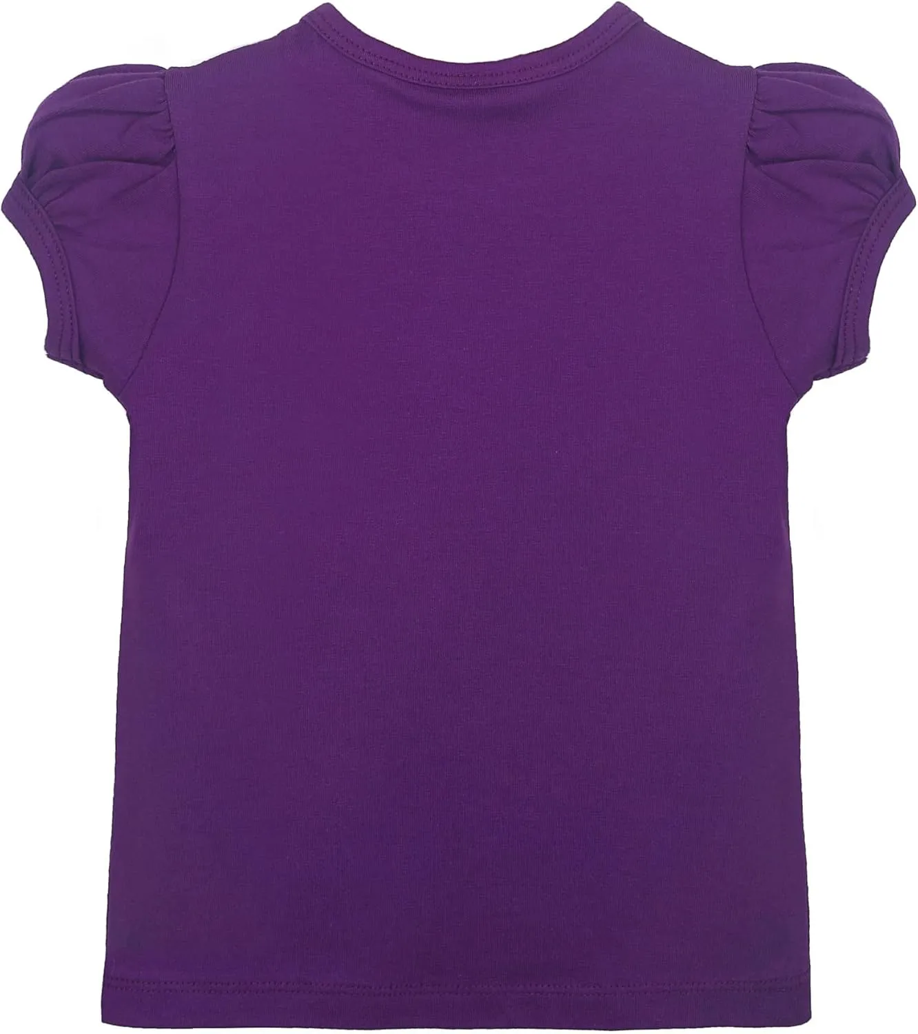 Lilax Girls' Basic Short Puff Sleeve Round Neck Cotton T-Shirt
