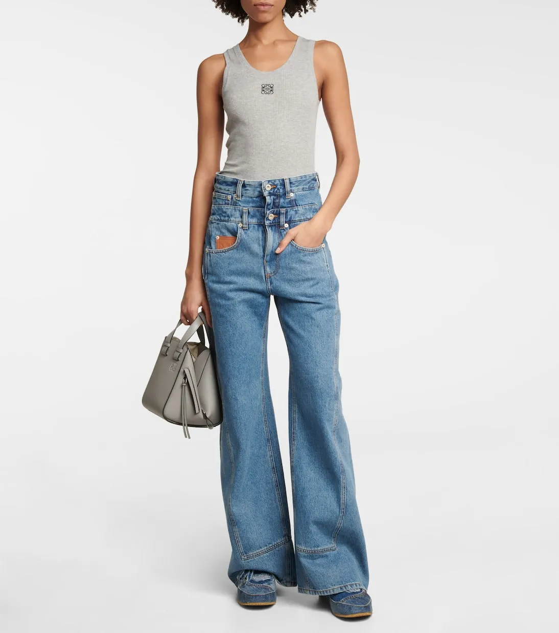 Loewe anagram ribbed jersey tank, gray