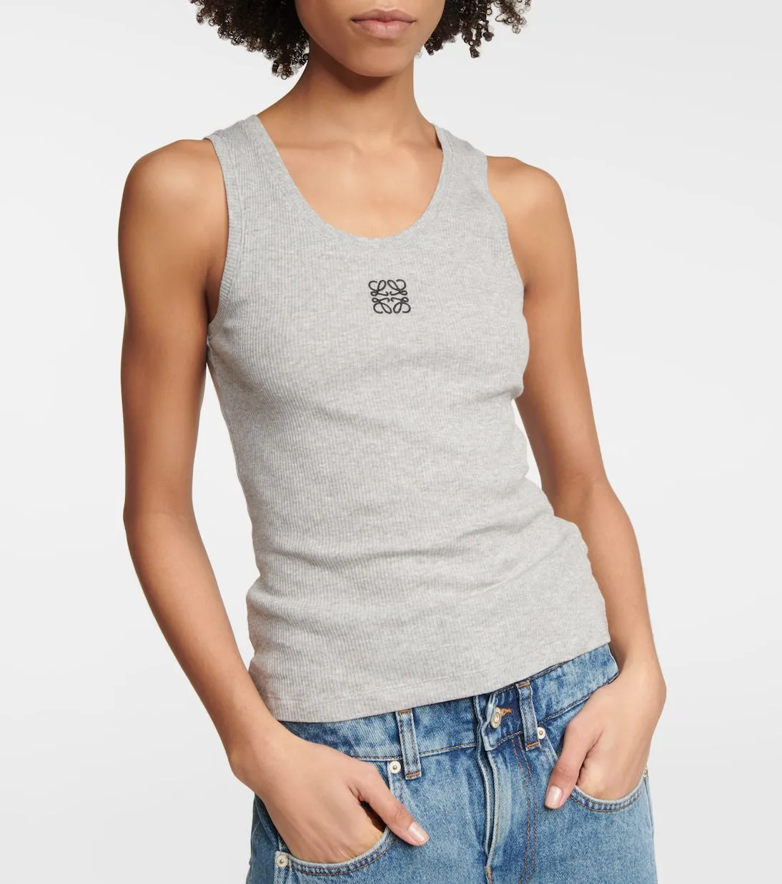 Loewe anagram ribbed jersey tank, gray