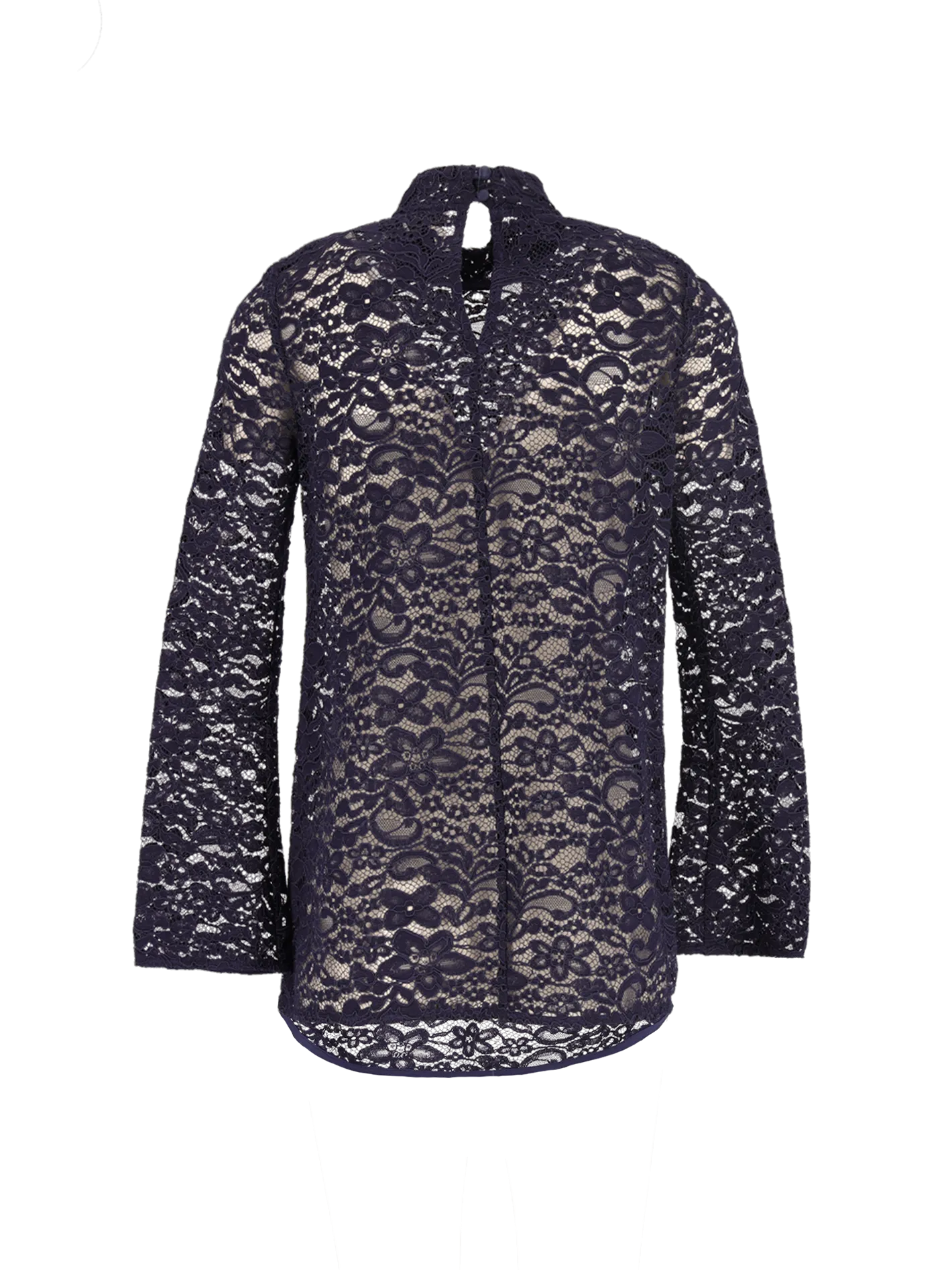 long-sleeved lace blouse