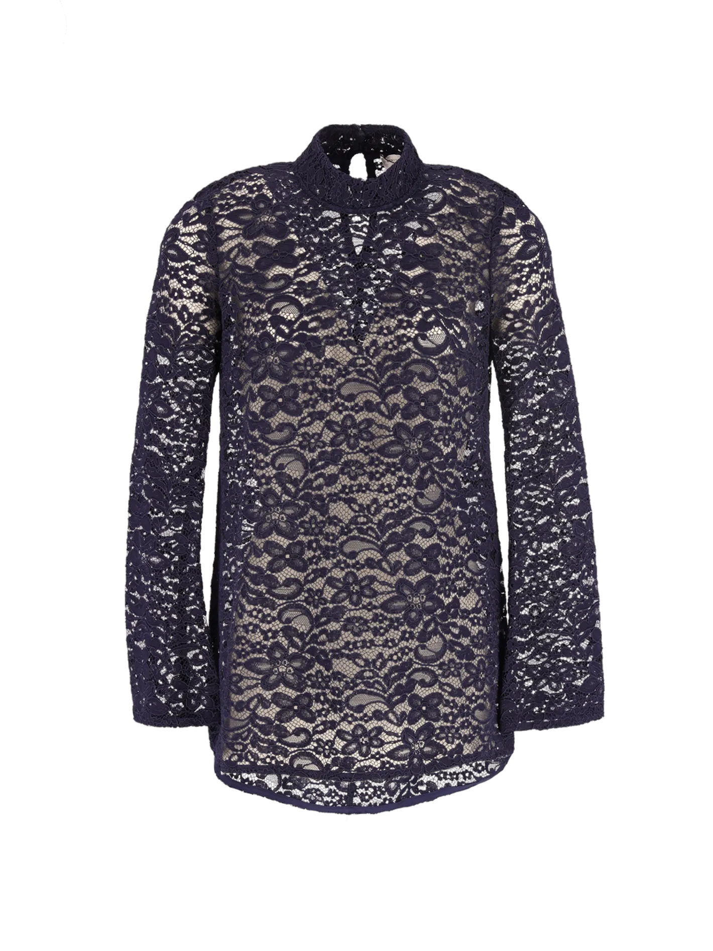 long-sleeved lace blouse
