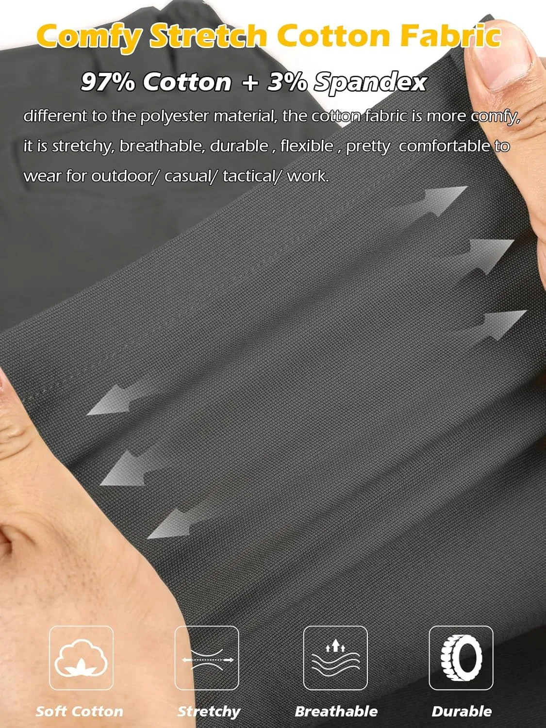 MANSDOUR Men's Cotton Hiking Tactical Pants Lightweight Stretch Military Combat Cargo Work Pants