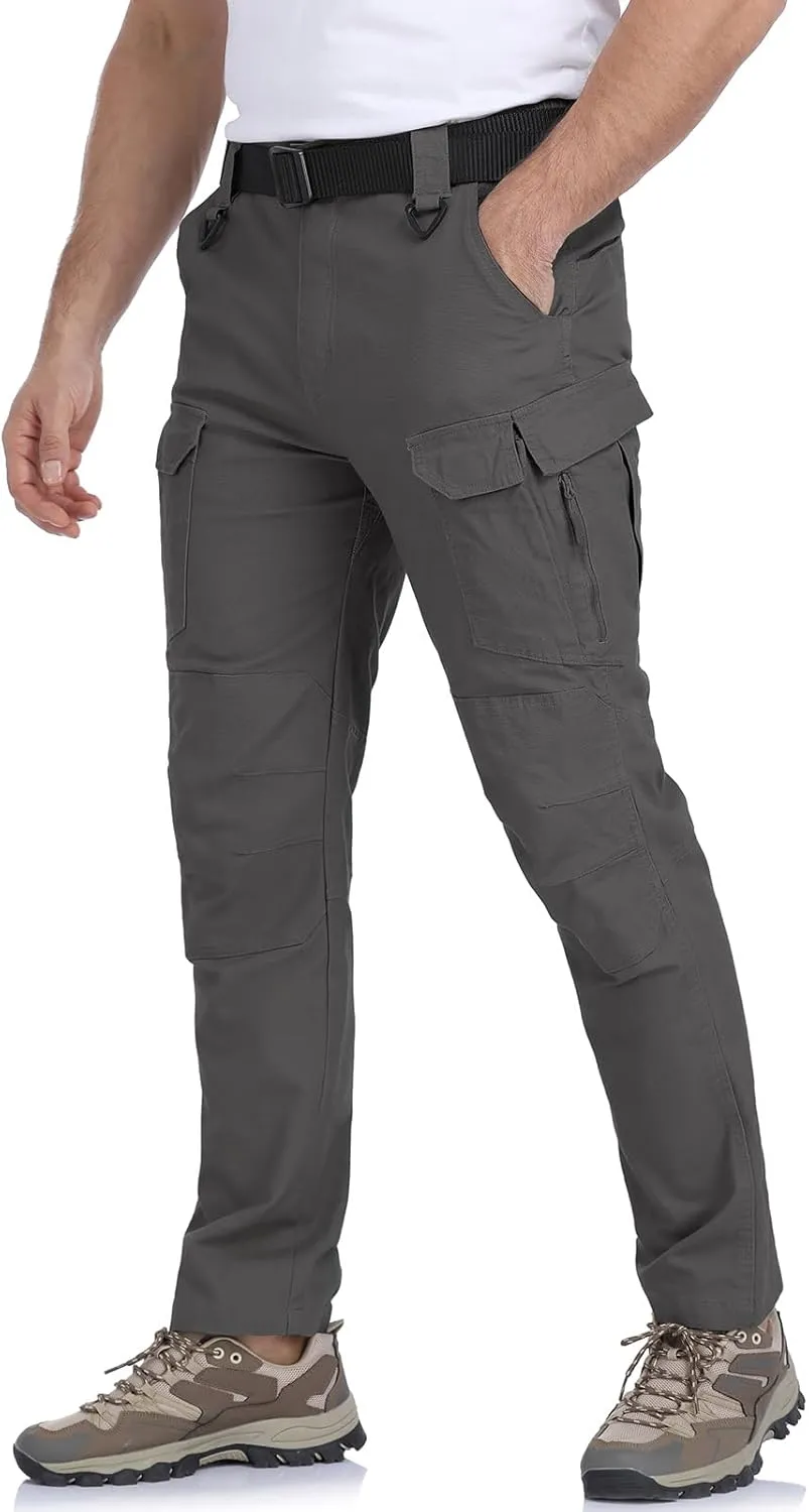 MANSDOUR Men's Cotton Hiking Tactical Pants Lightweight Stretch Military Combat Cargo Work Pants
