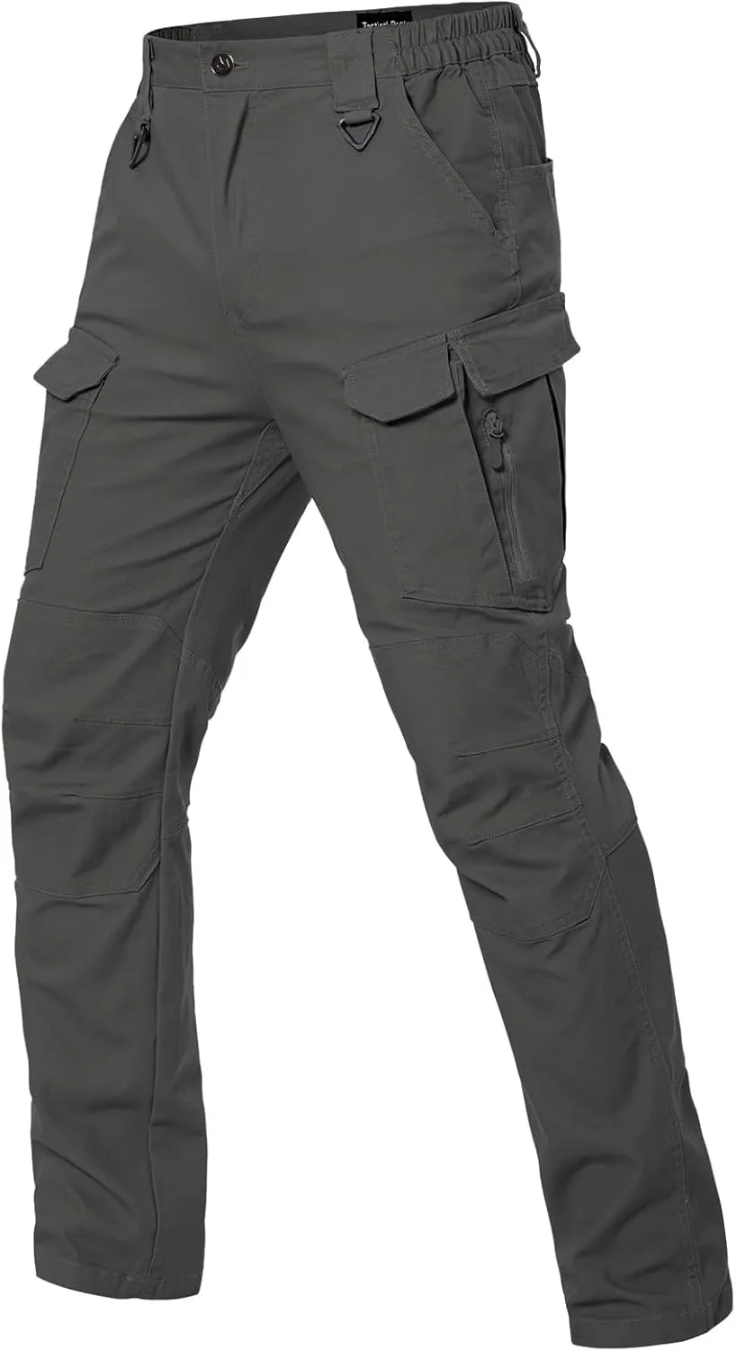 MANSDOUR Men's Cotton Hiking Tactical Pants Lightweight Stretch Military Combat Cargo Work Pants
