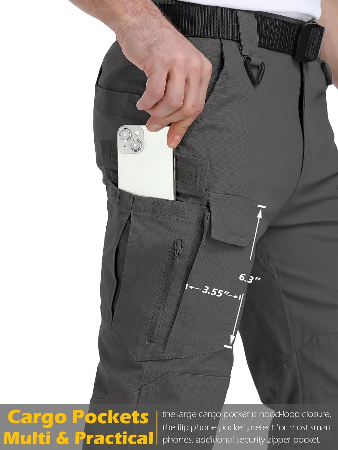 MANSDOUR Men's Cotton Hiking Tactical Pants Lightweight Stretch Military Combat Cargo Work Pants