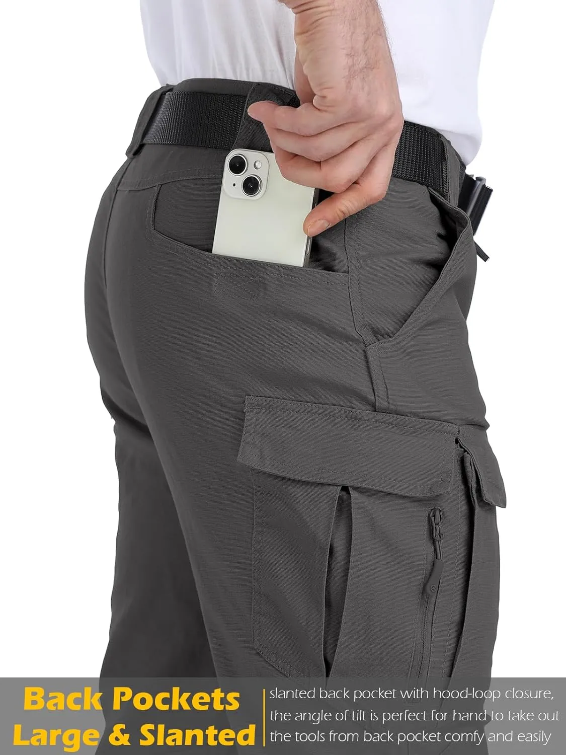 MANSDOUR Men's Cotton Hiking Tactical Pants Lightweight Stretch Military Combat Cargo Work Pants