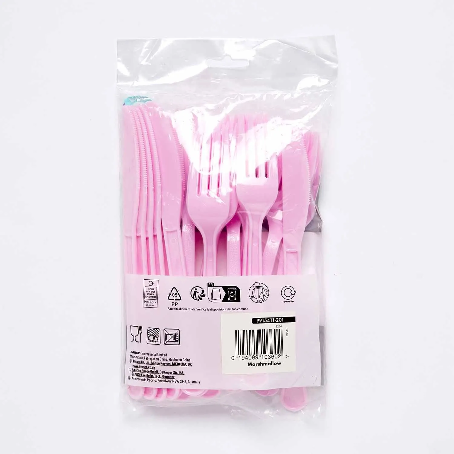 Marshmallow Pastel Pink Party Cutlery (Pack of 24)