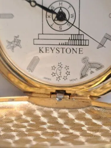 Masonic Pocket Watch Full Hunter Keystone Japanese Quartz