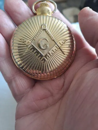 Masonic Pocket Watch Full Hunter Keystone Japanese Quartz