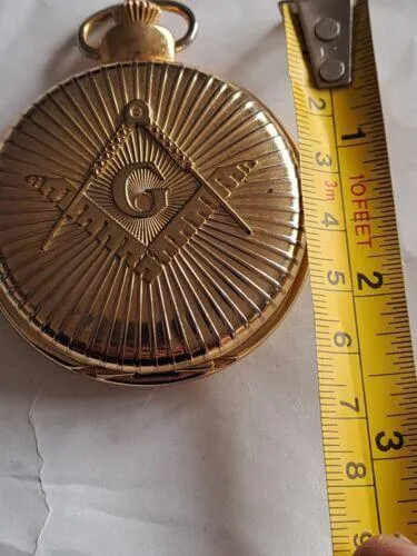Masonic Pocket Watch Full Hunter Keystone Japanese Quartz
