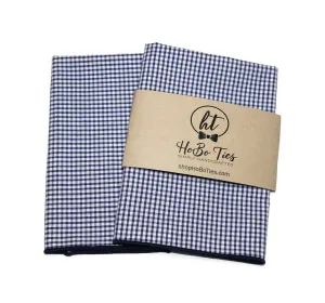 Navy Check Seersucker Pocket Square (Mens)