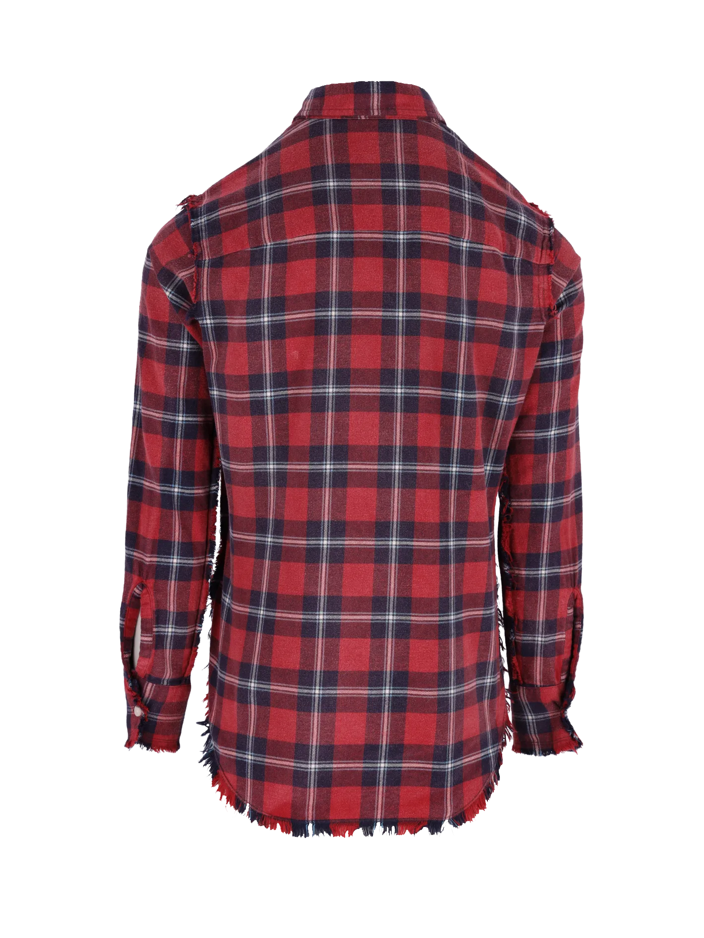 plaid raw hem shirt
