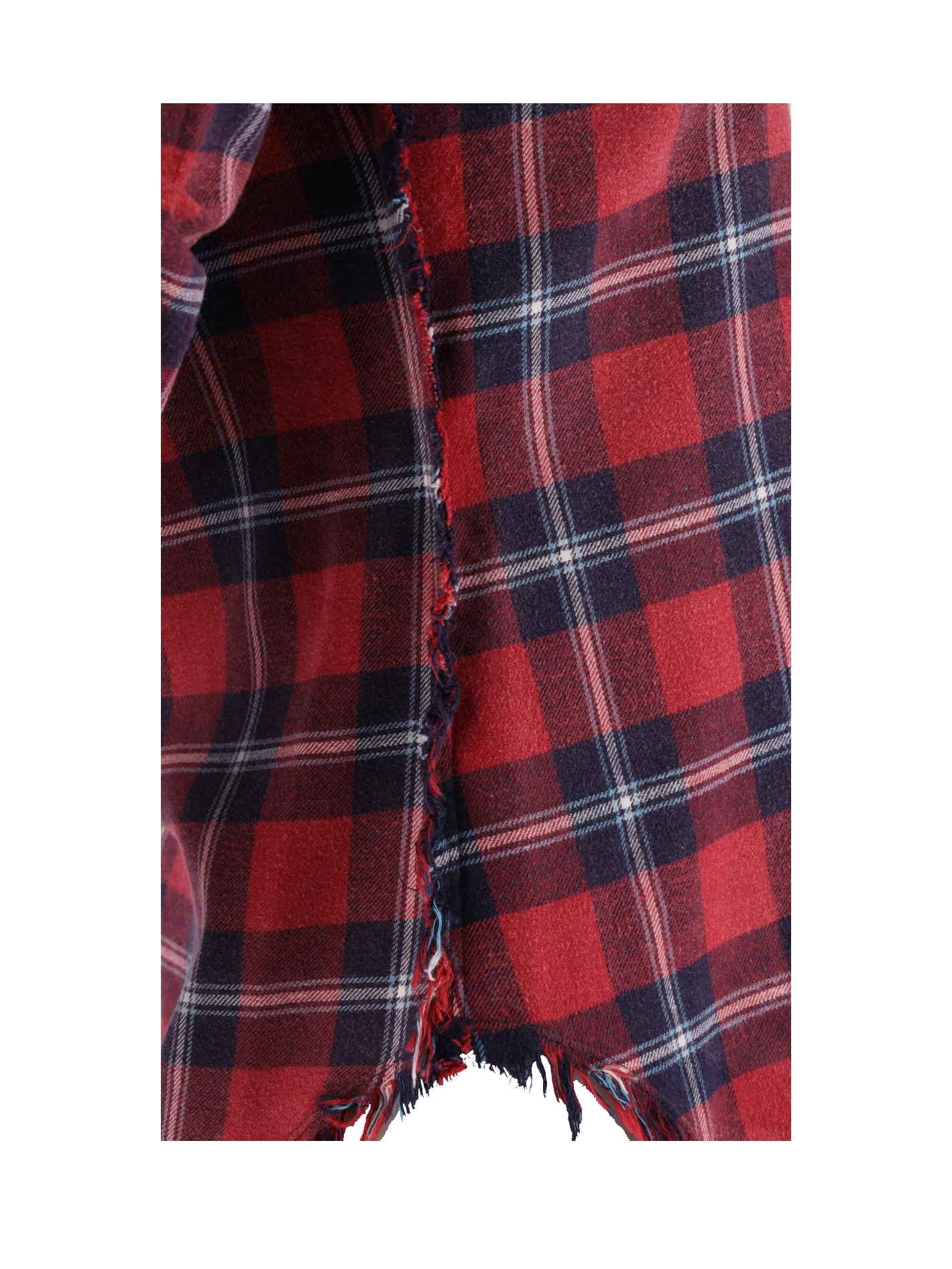 plaid raw hem shirt