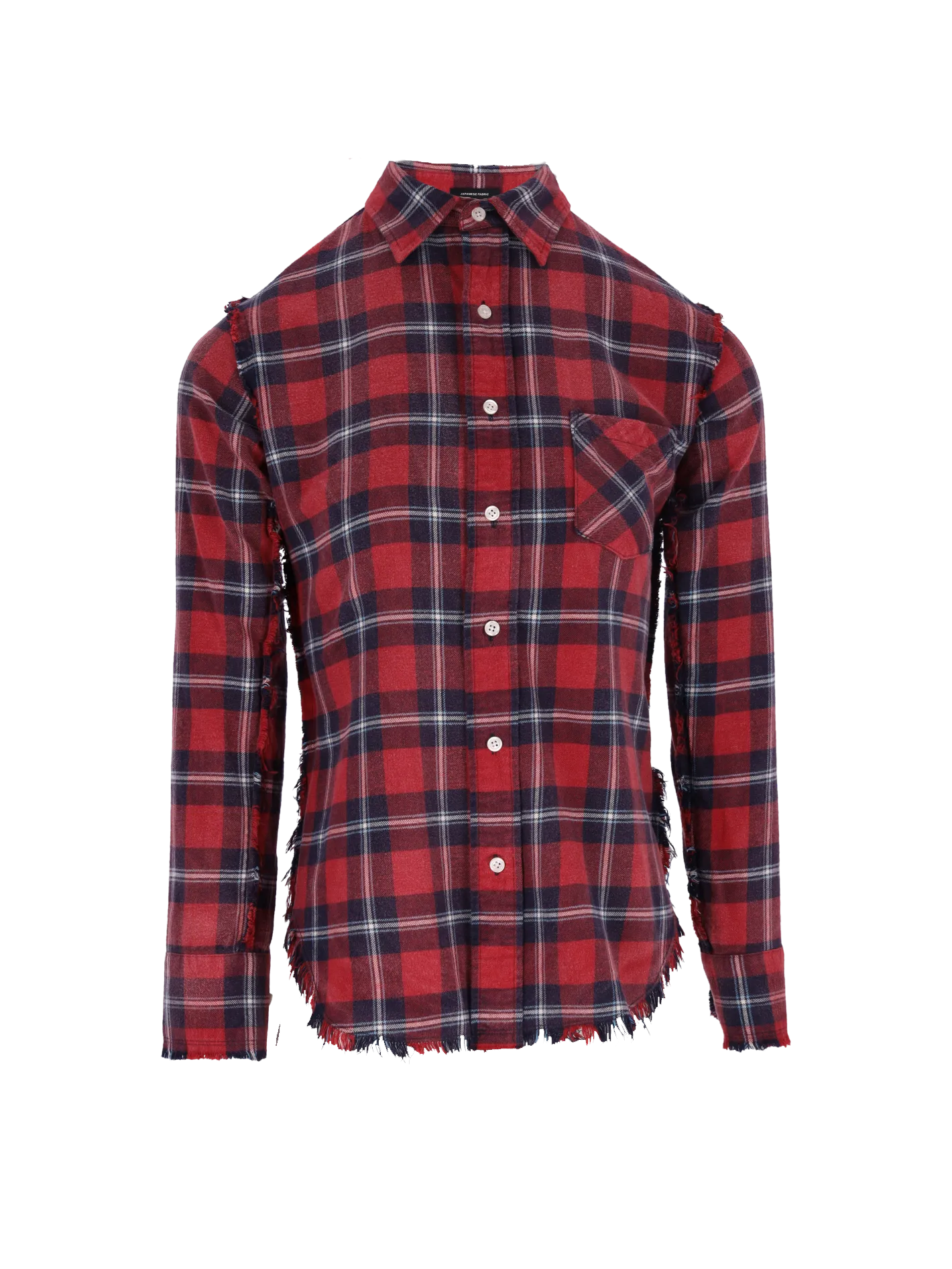 plaid raw hem shirt