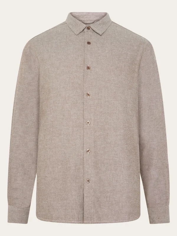 Regular fit heavy twill flannel shirt (Brown) - Knowledge Cotton Apparel