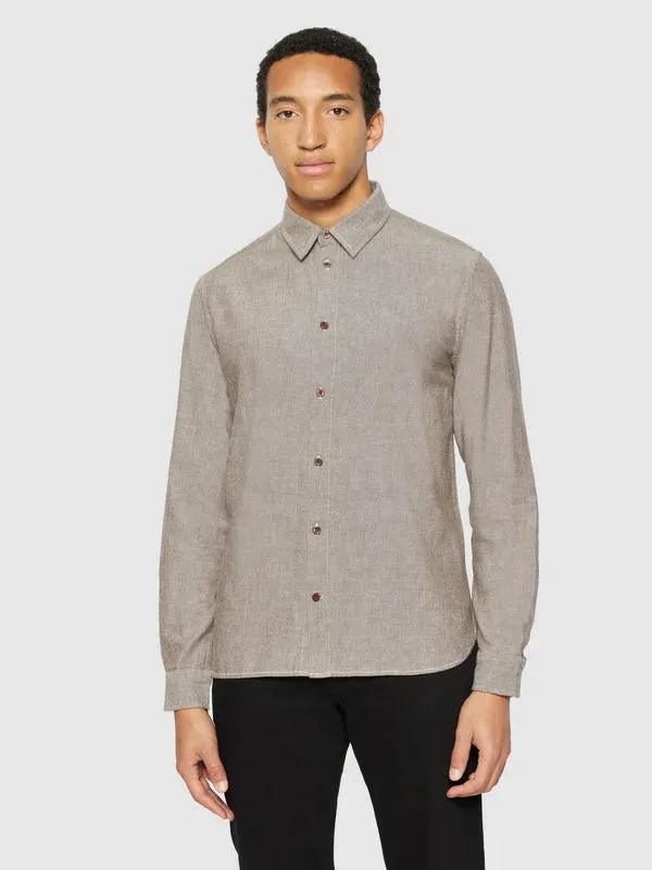 Regular fit heavy twill flannel shirt (Brown) - Knowledge Cotton Apparel