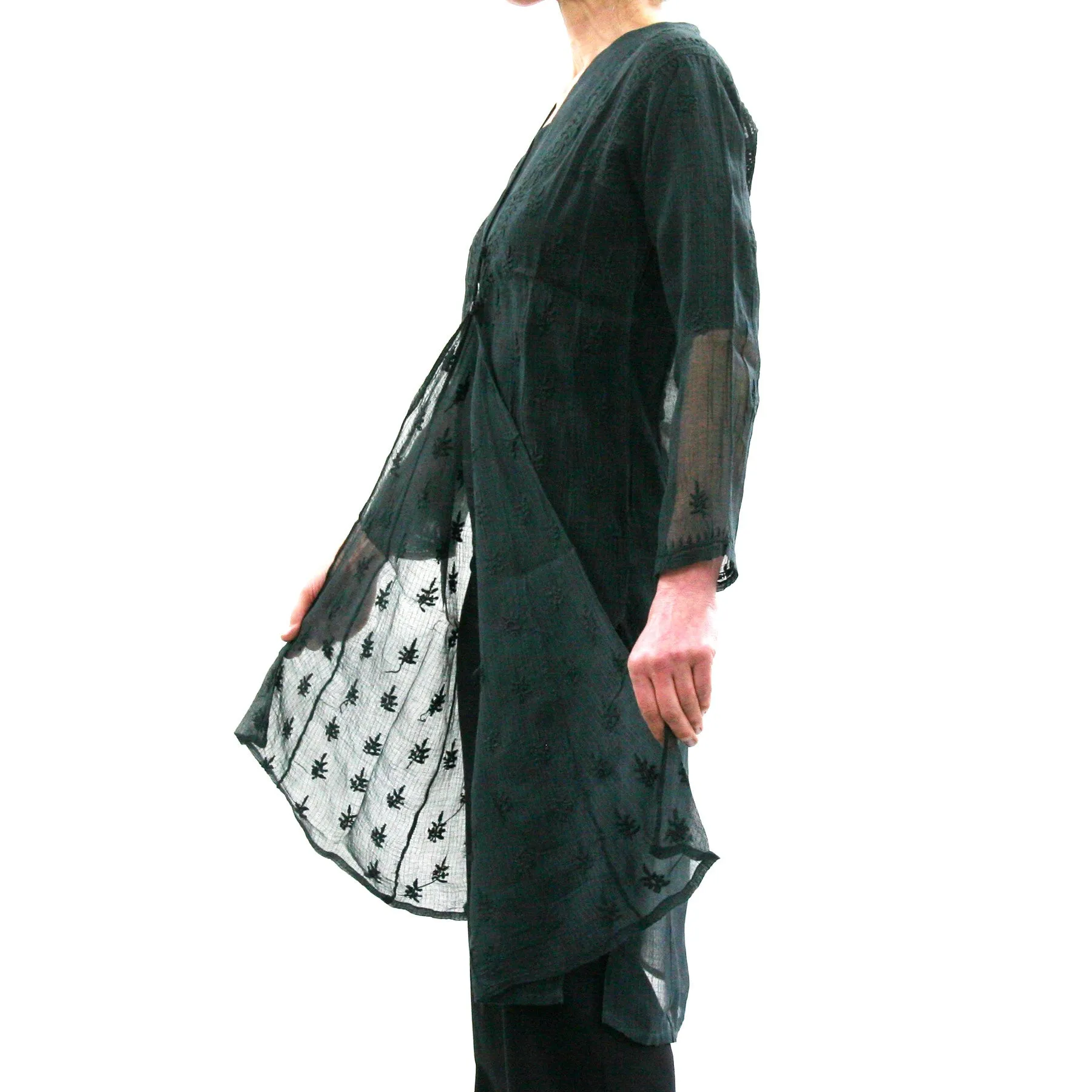 Sheer Cotton Embroidered / Black