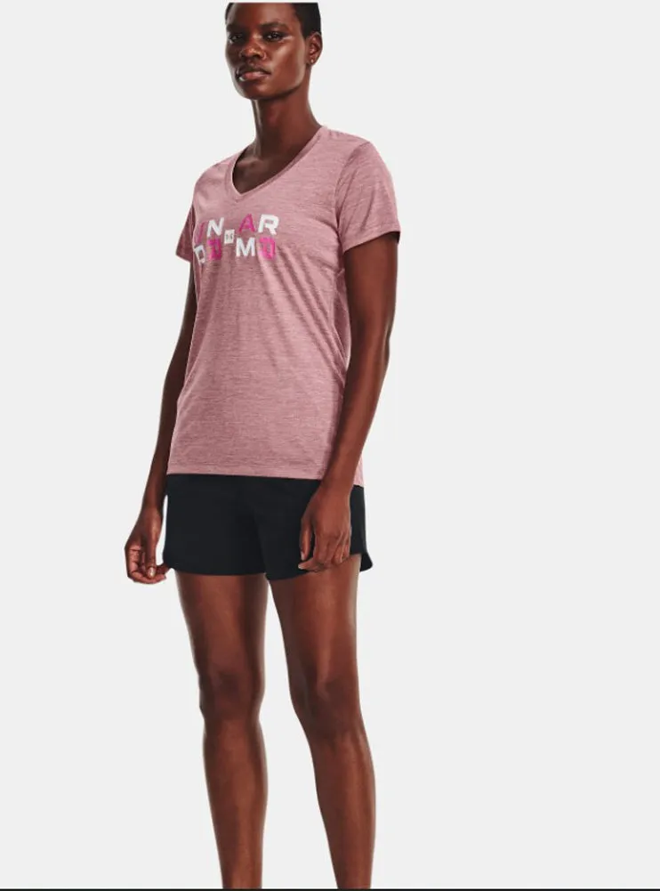 SS Tech Twist Graphic Top in Pink by Under Armour